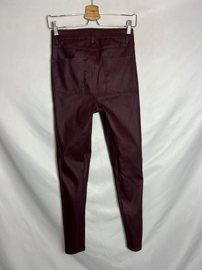 PRIMARK. Waxed burgundy trousers size 36