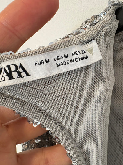 ZARA. Vestido corto lentejuelas mini