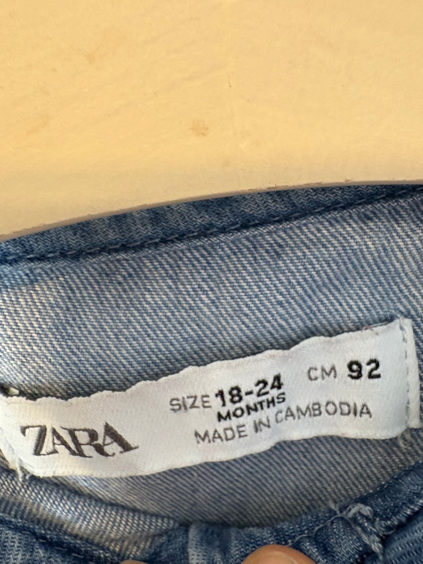 ZARA. Camisa denim cuellos. T 18-24 meses