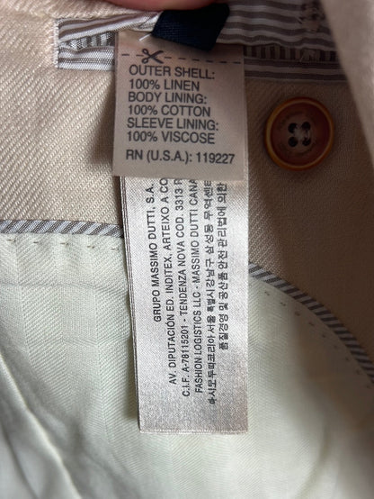 MASSIMO DUTTI. Blazer lino beige textura. T 42