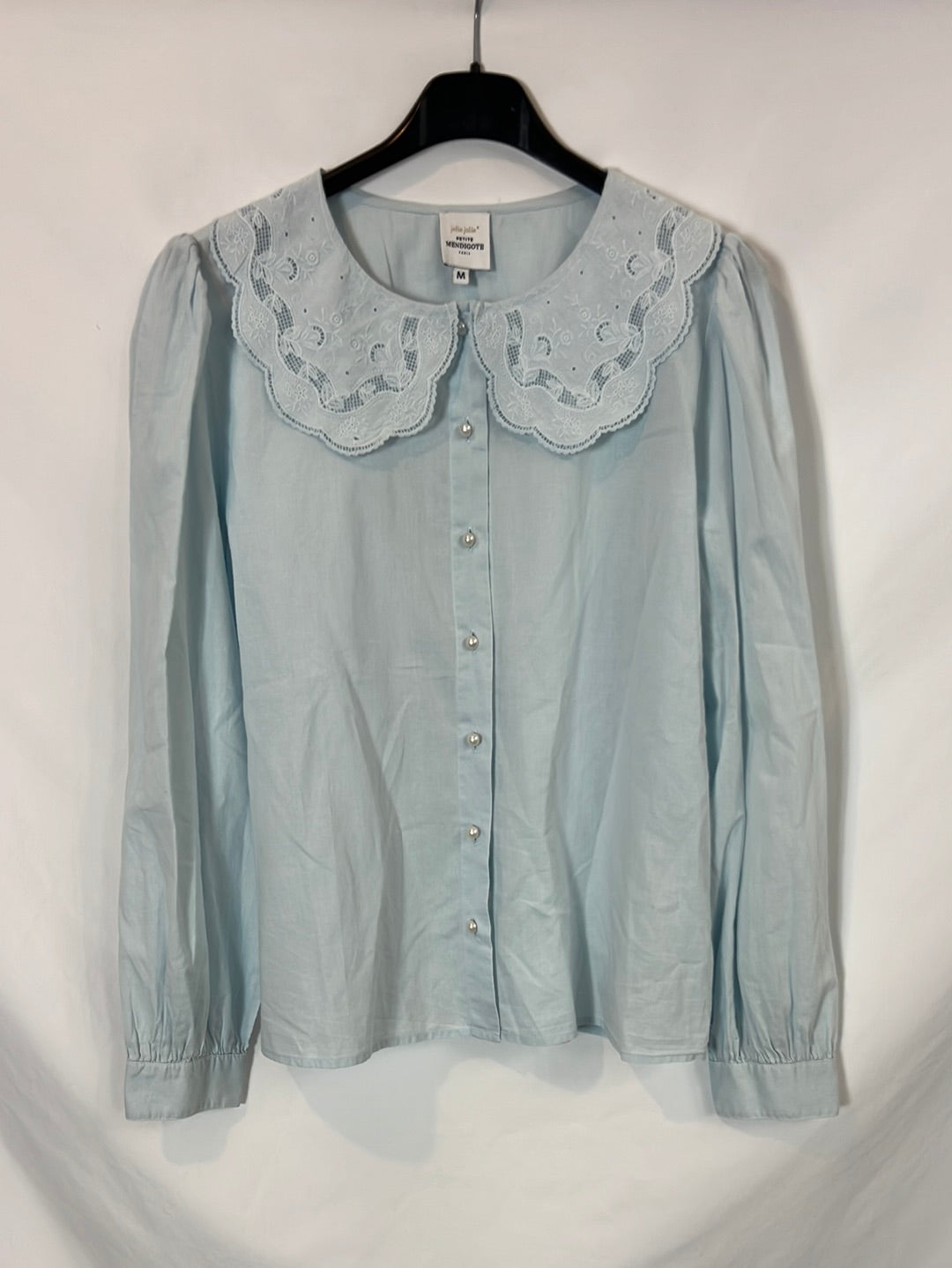 JOLIE JOLIE. blusa azul claro cuello bebé T.m