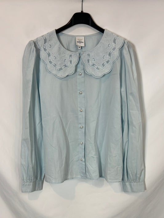 JOLIE JOLIE. blusa azul claro cuello bebé T.m