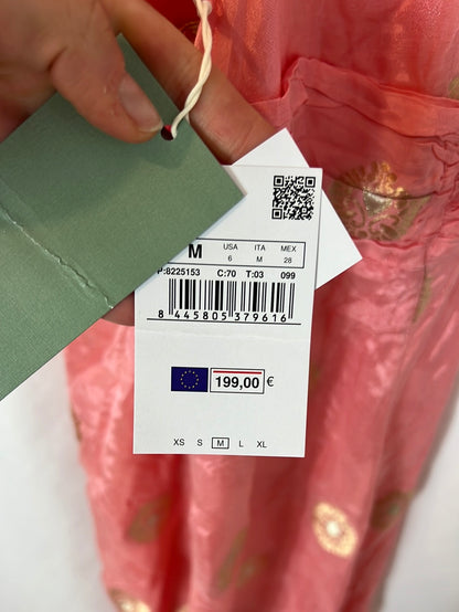 INTROPIA. Long embroidered coral dress Tm