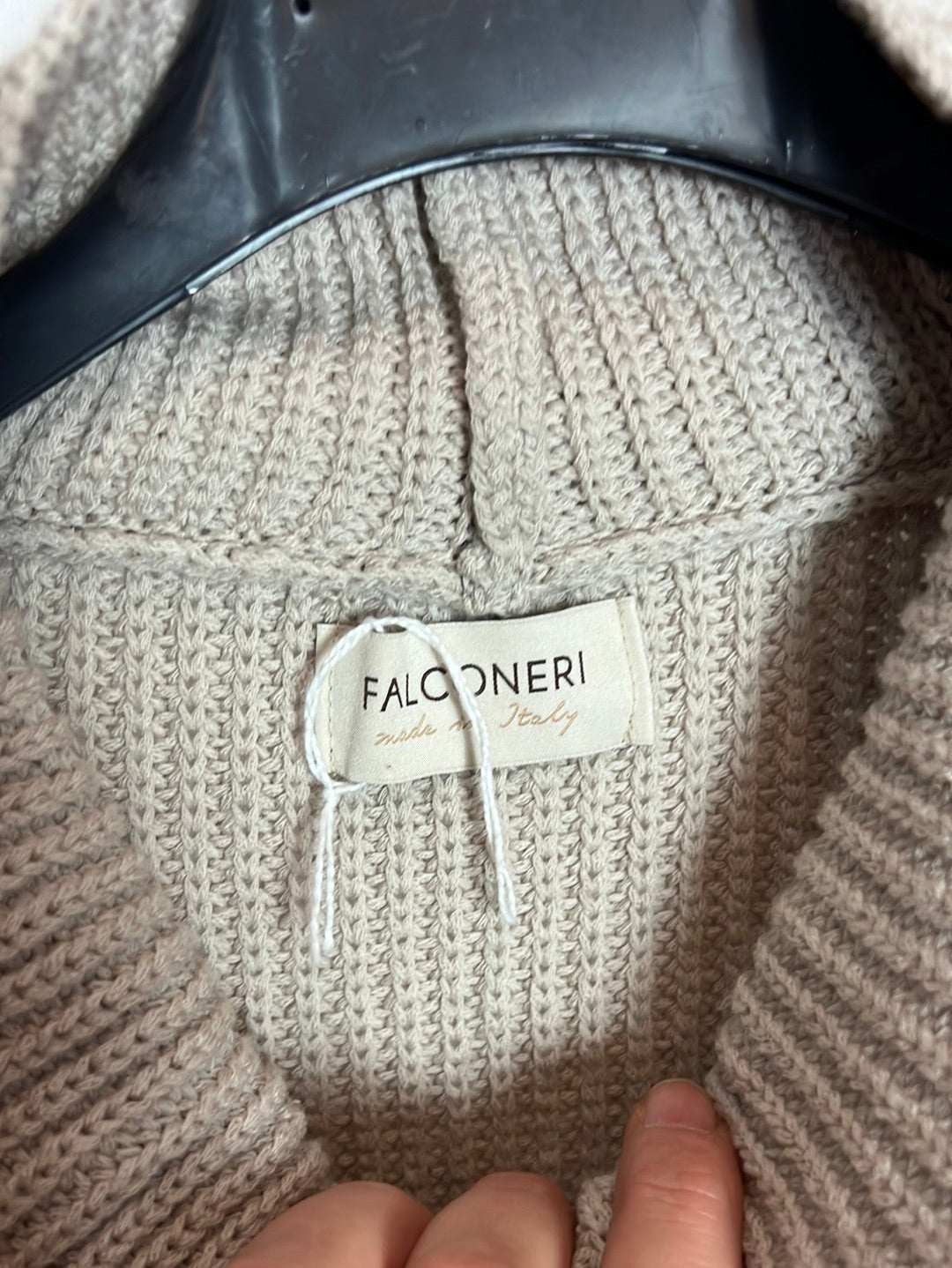 FALCONERI. Beige ruffle-neck sweater. TS