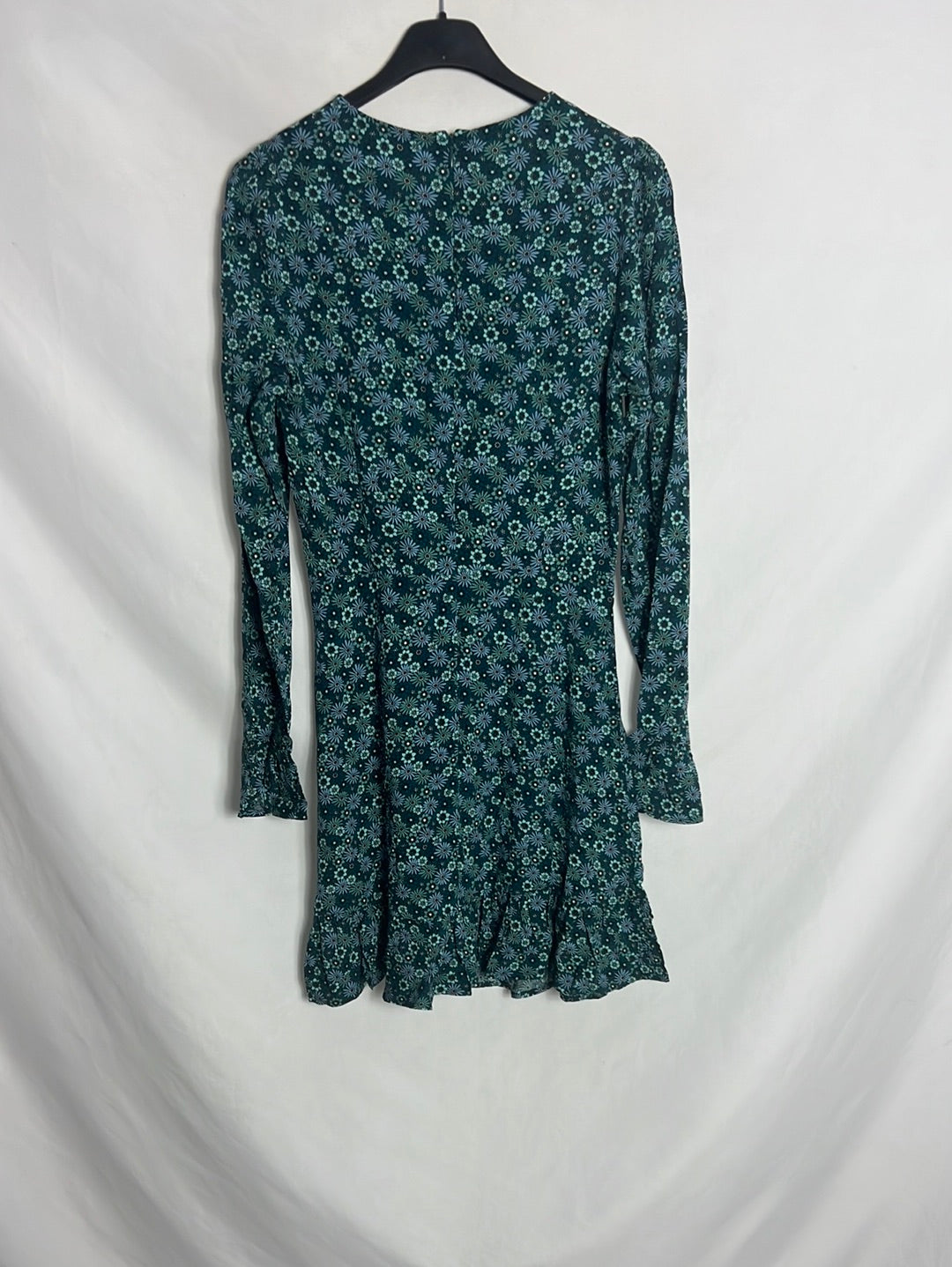 SPRINGFIELD. Vestido corto verde flores T.34