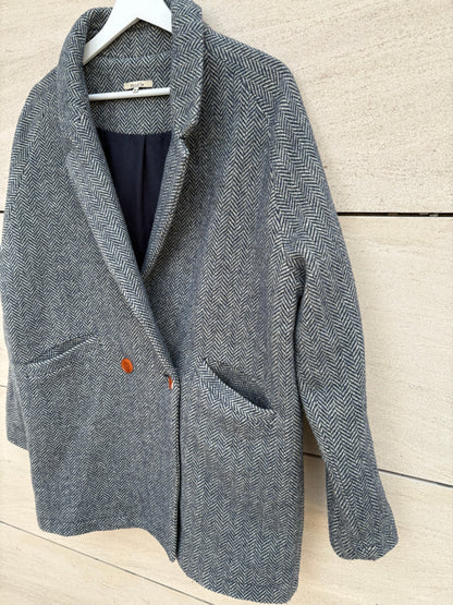 EMILE ET IDA. Chaqueta lana azul espiga