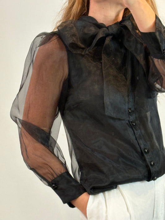 ZARA. Blusa negra organza