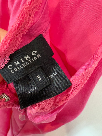 Vestido seda vintage fucsia