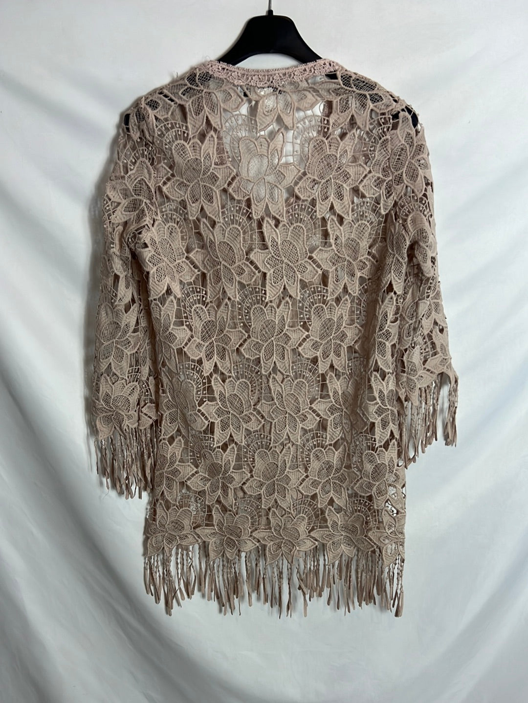 JEFF GALLANO. Top rosa palo encaje. T S