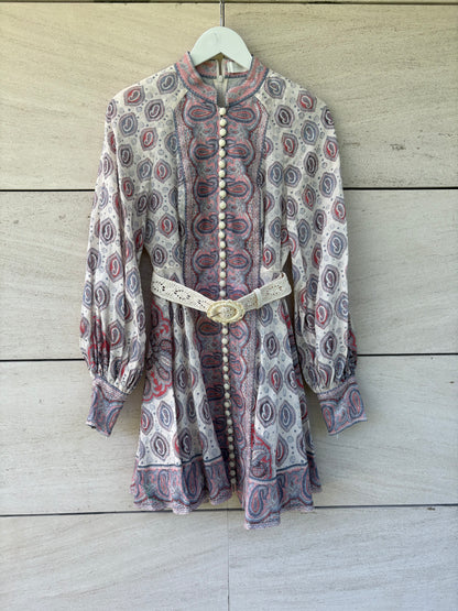 ZIMMERMANN. Vestido mini de lino color marfil