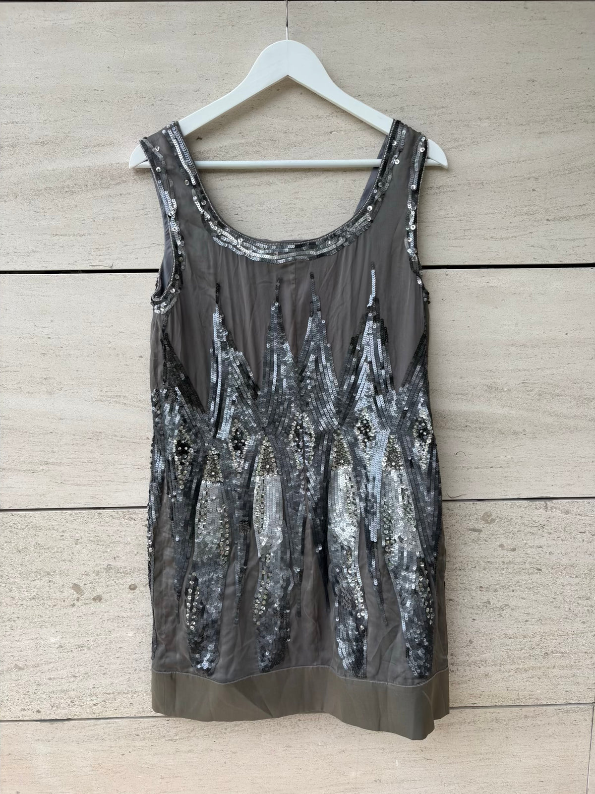 PHILOSOPHY DI Alberta Ferretti. Vestido corto seda lentejuelas