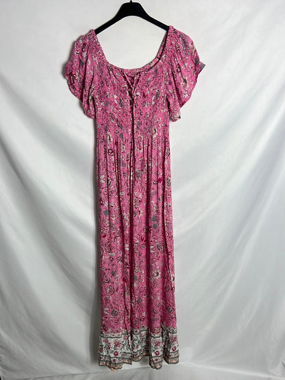 VIDAH. Pink printed midi dress. YOU (s/m)