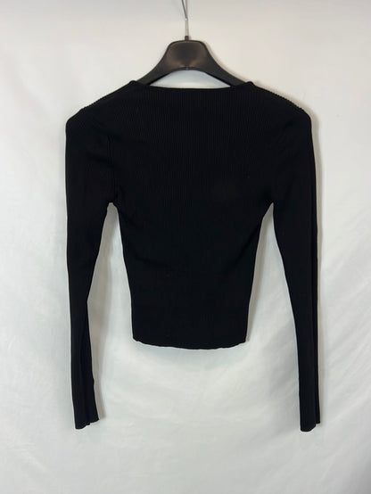 ZARA. Black ribbed Ts top