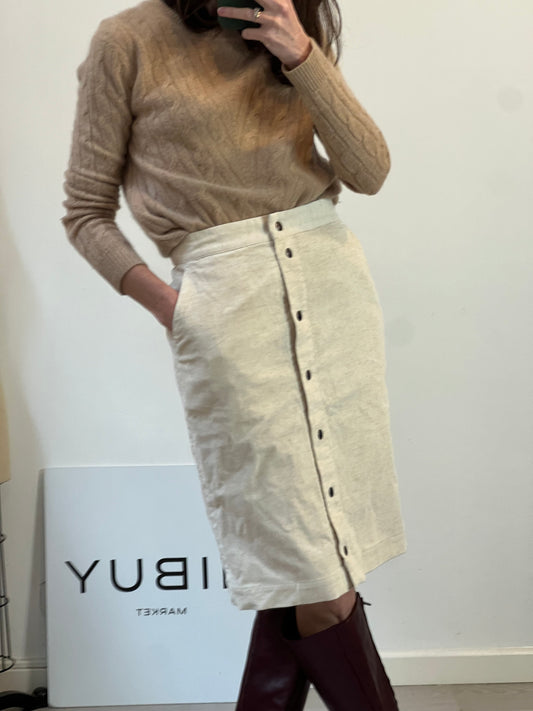 MASSCOB. Falda midi beige jaspeada