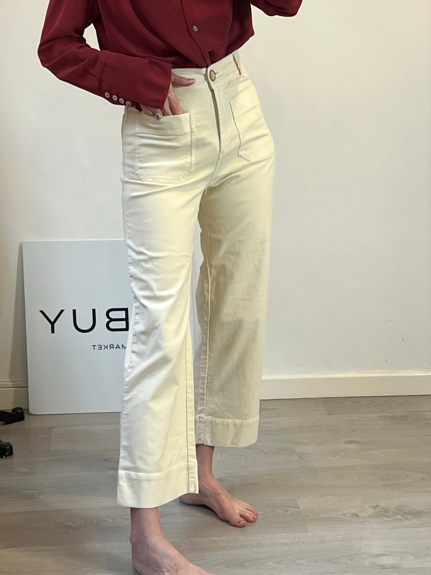 SESSÚN. Denim beige bolsillos