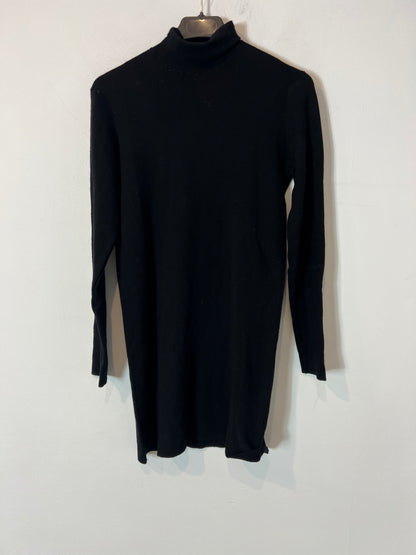 CORTANA. Vestido corto negro lana. T 36