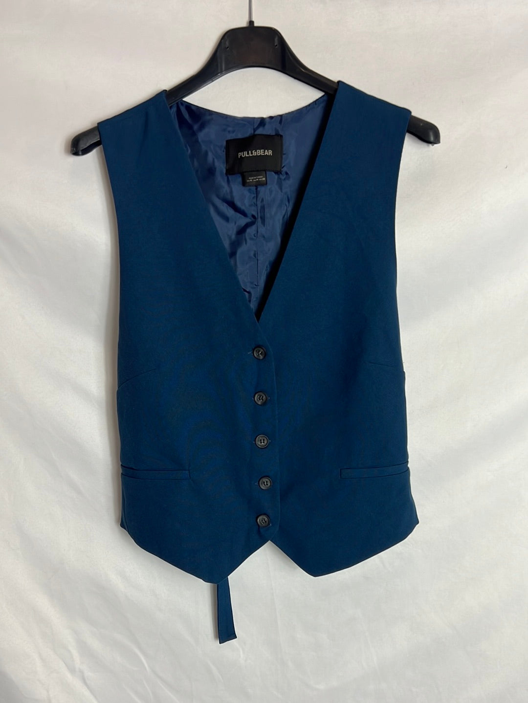 PULL&BEAR. Chaleco azulón  abotonado T.m