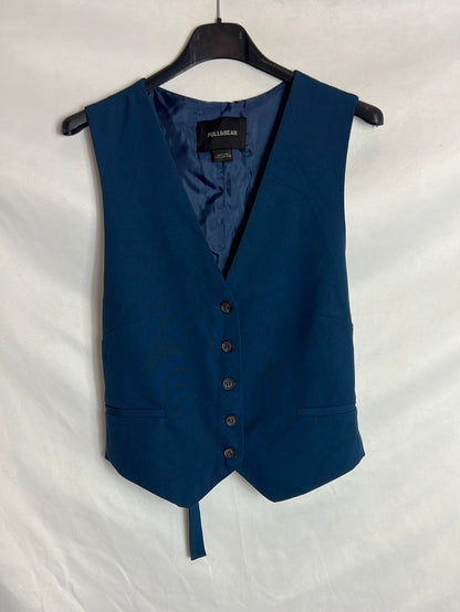 PULL&BEAR. Chaleco azulón  abotonado T.m