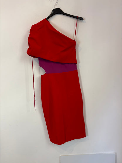 HANEY. Vestido corto bicolor asimétrico