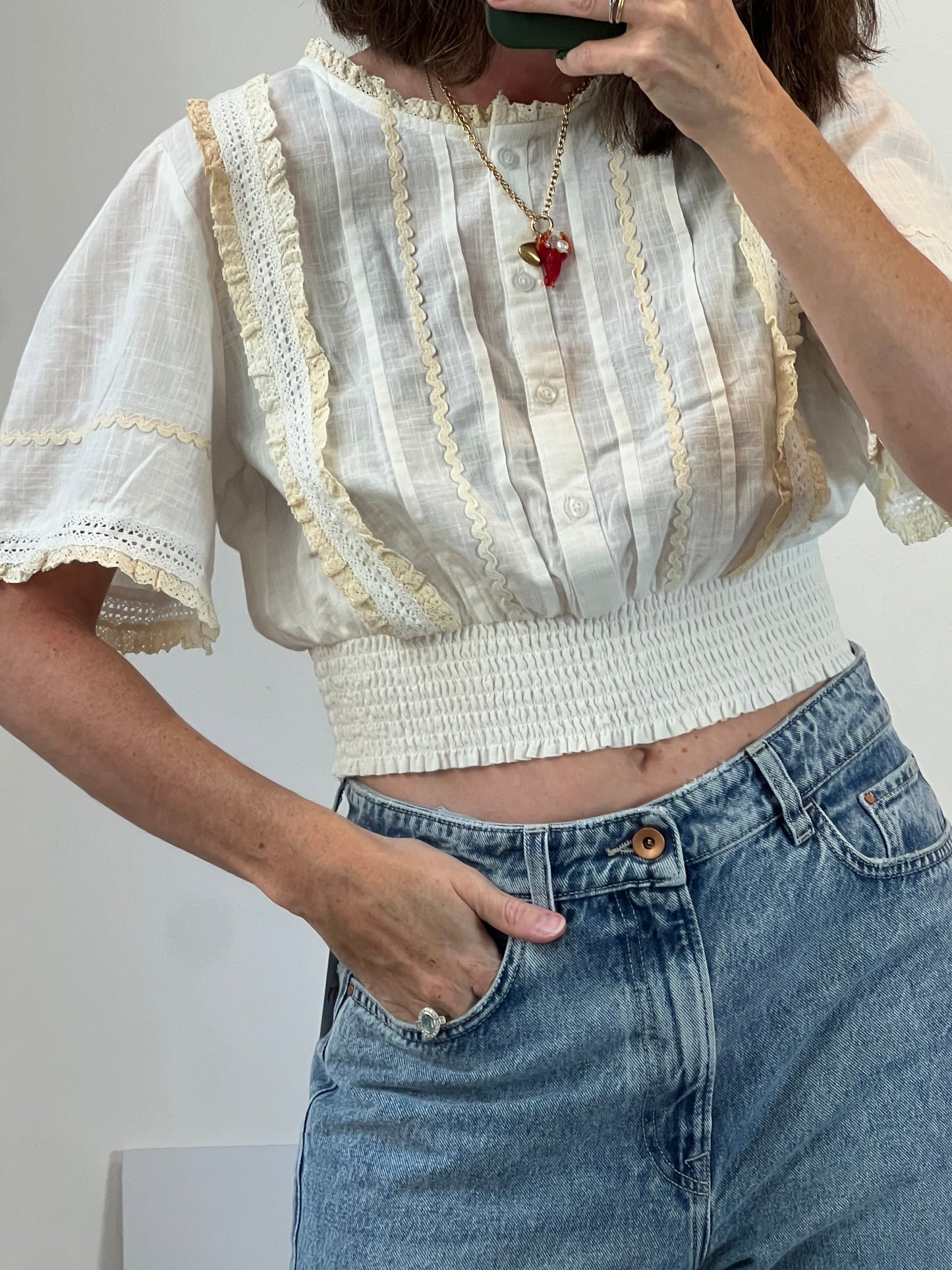 OTRAS. Blusa encaje beige TU(S)