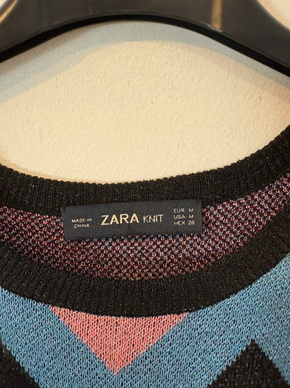 ZARA. Vestido corto zig zag lentejuelas