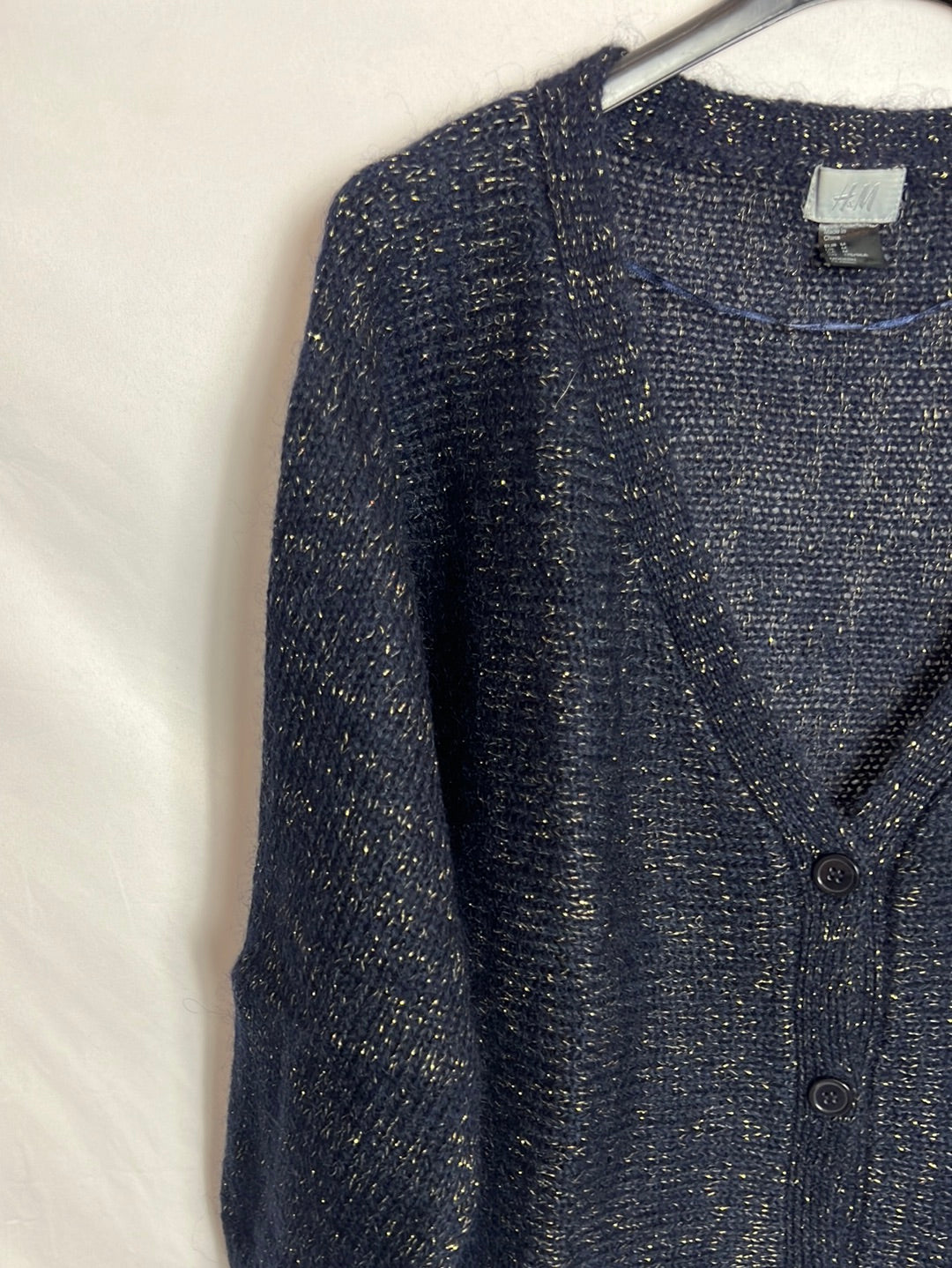 H&M. Rebeca azul hilos dorados. T M