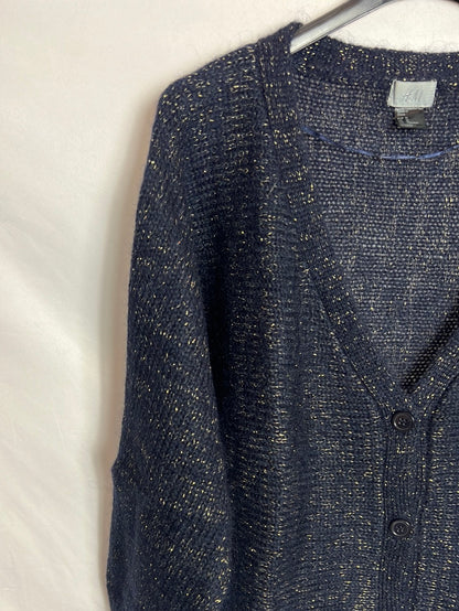 H&M. Rebeca azul hilos dorados. T M