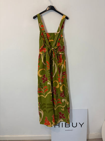 ZARA. Vestido verde midi estamapdo