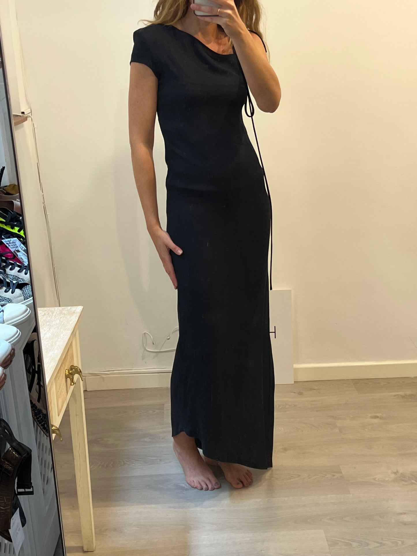 ANGEL SCHLESSER. Asymmetrical blue long dress TU(S)