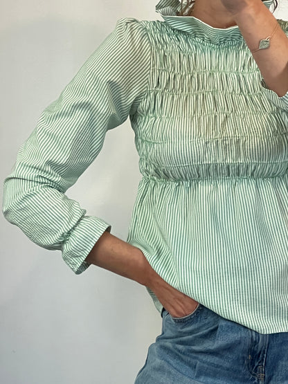 POPPELIN. Striped honeycomb blouse. Size M (xs/s)