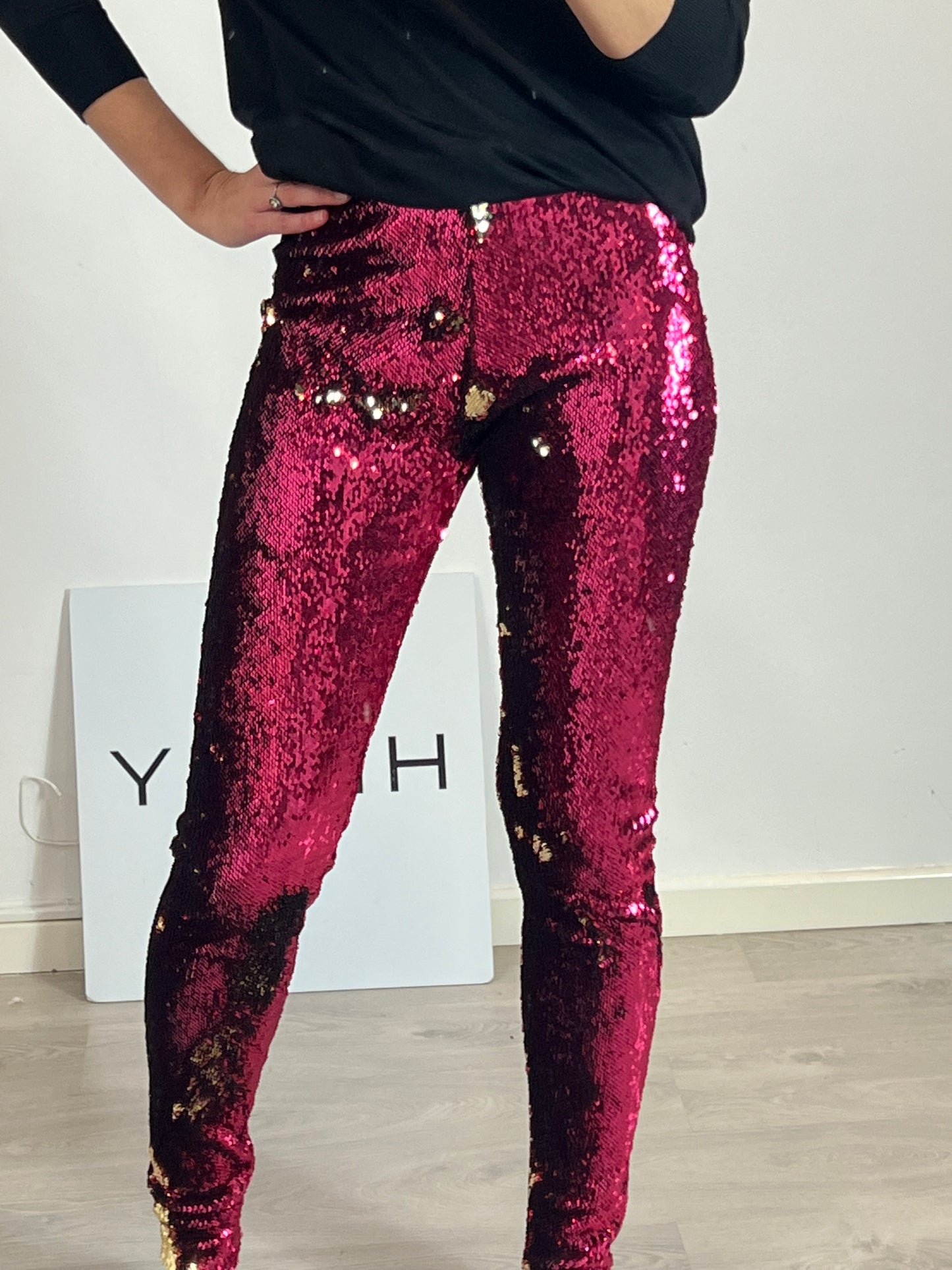 ALEXANDRE VAUTHIER. Two-tone sequin trousers, size 38