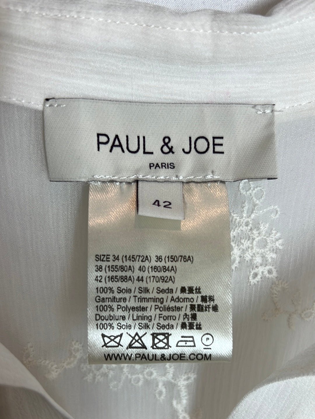 PAUL&JOE. Vestido largo seda bordado. T 42 (M/L)