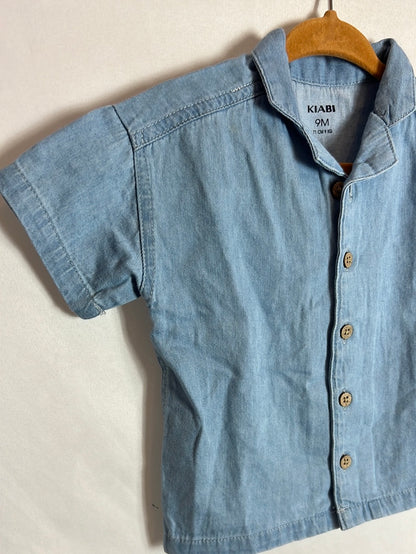 KIABI. Camisa denim manga corta. T 9 meses