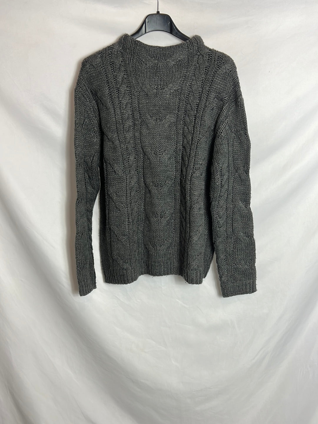 MANGO. Jersey gris ochos. T S