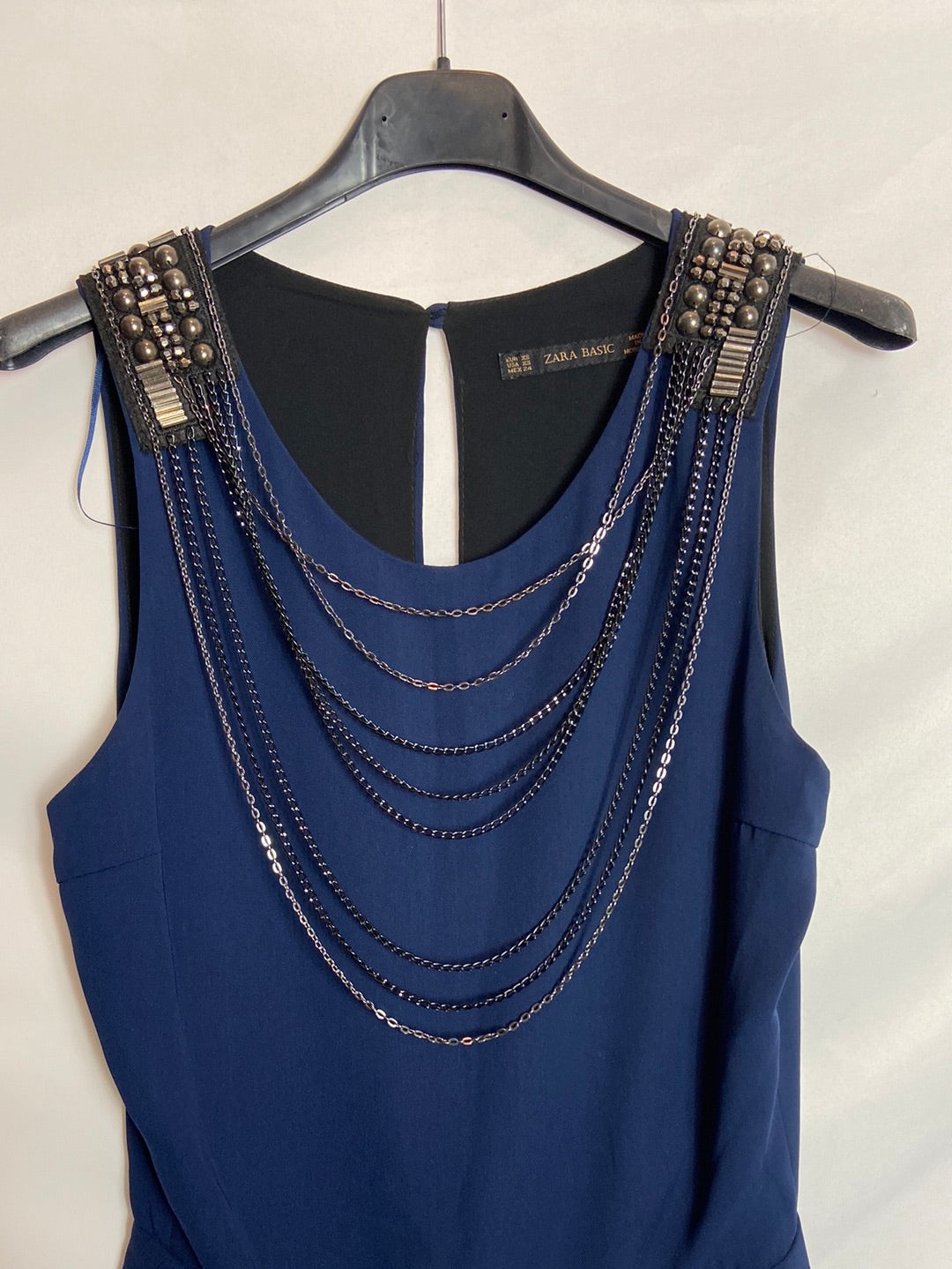 ZARA. Blue jumpsuit with collar detail, size XS
