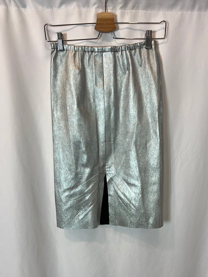 ZADIG&amp;VOLTAIRE. Silver leather midi skirt. Size 36