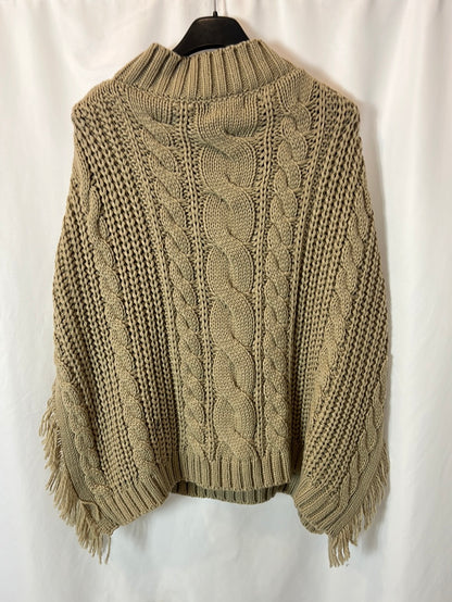 HUG&amp;CLAU. Beige poncho with 8-point stitches (s/m)
