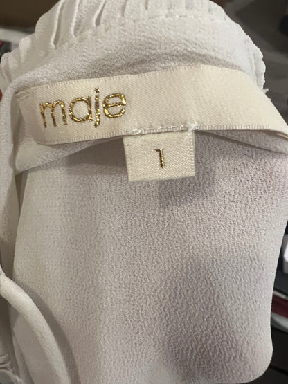 MAJE. Vestido midi blanco plisado. T 1(S)