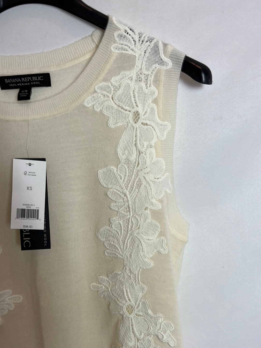 BANANA REPUBLIC. Top lana encaje T.xs