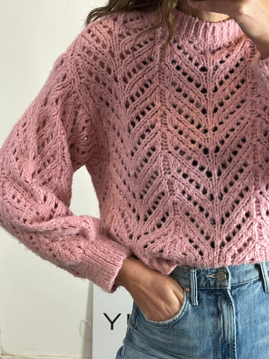 MANGO. Jersey Rosa troquelado T.s