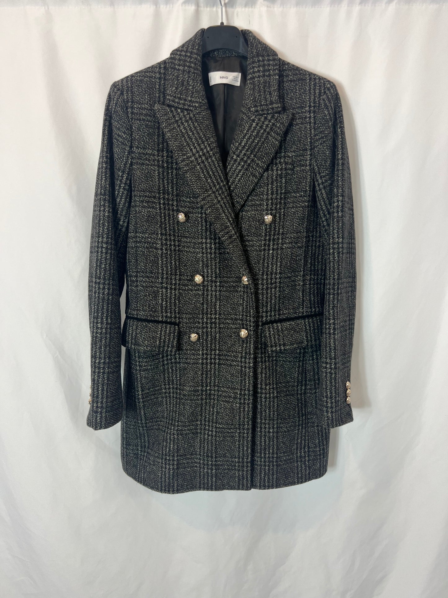 MANGO. Abrigo doble botonadura grises. T S