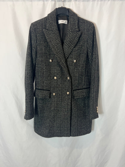 MANGO. Abrigo doble botonadura grises. T S