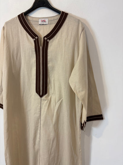 Vestido kaftán beige mezcla