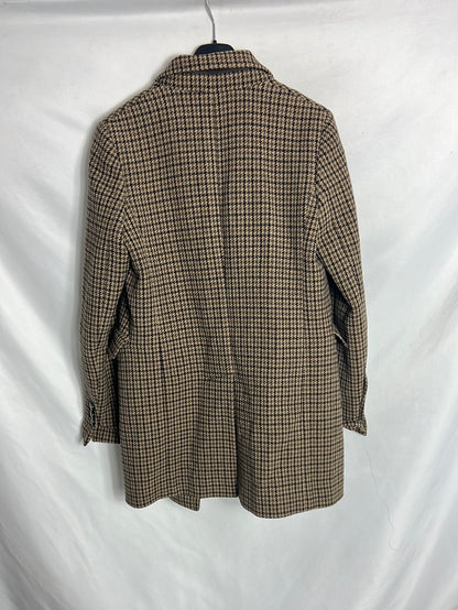 MASSIMO DUTTI. Abrigo pata de gallo lana. T38