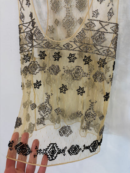 ZARA. Top semitransparente pedrería. T XS