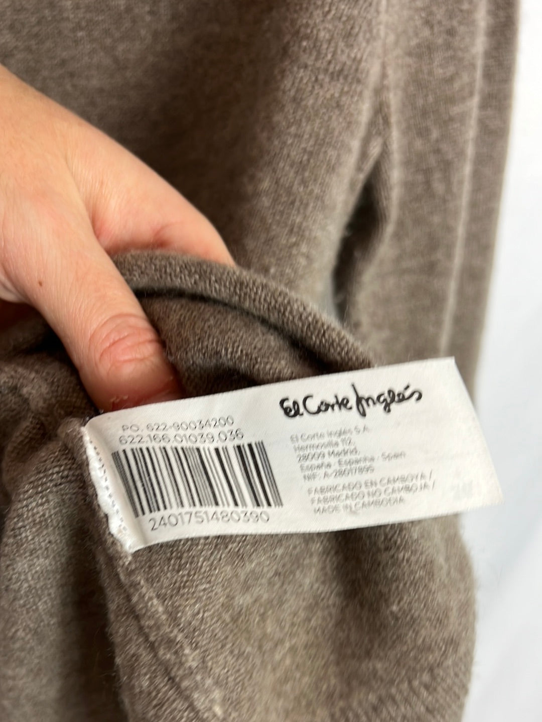EL CORTE INGLÉS . Jersey marrón claro cashmere . T 36