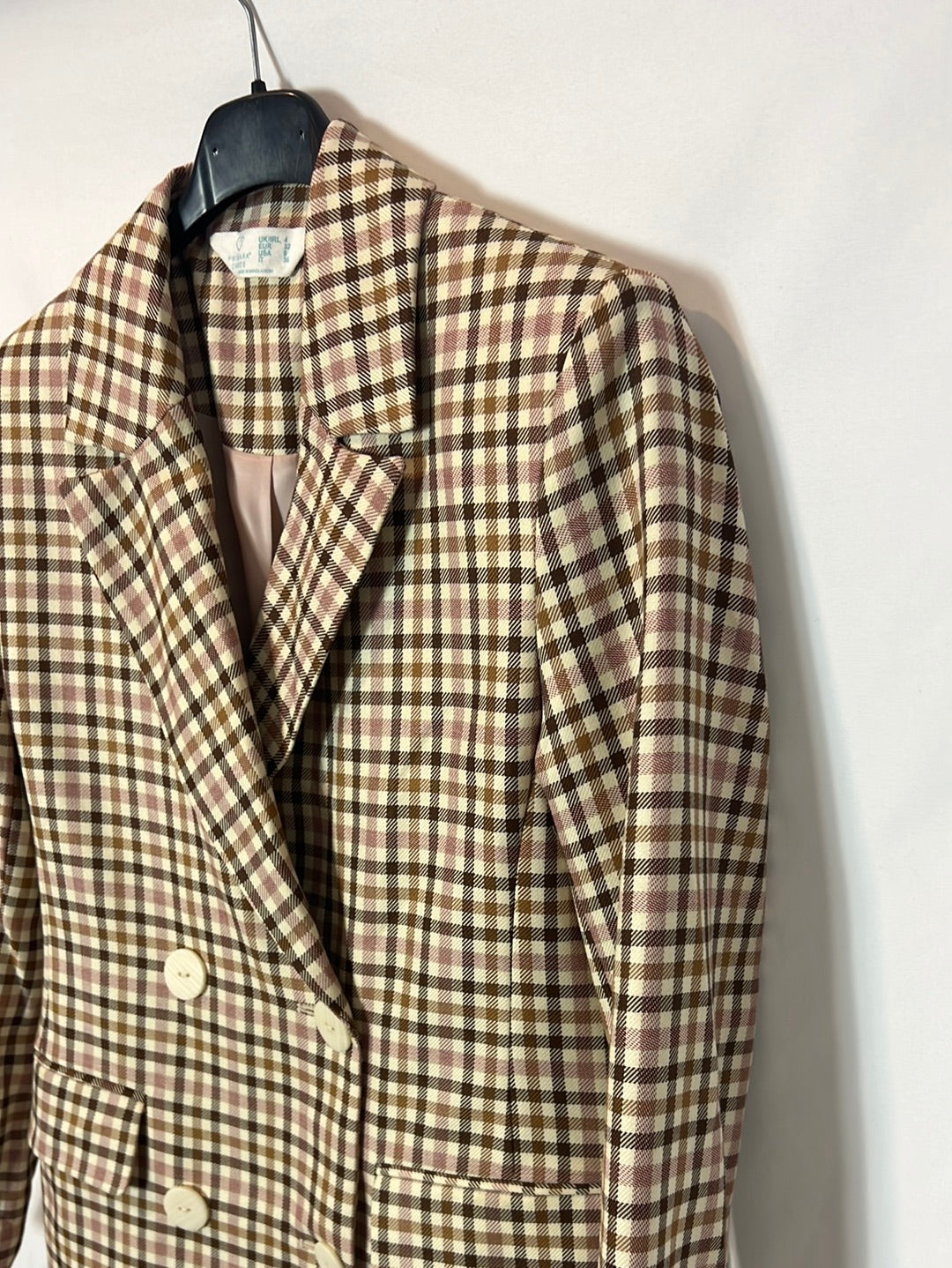 PRIMARK. Double-breasted checked blazer. Size XS