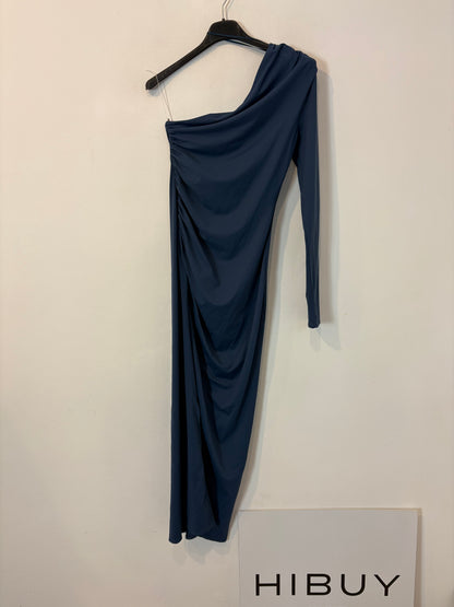 ZARA. Vestido largo azul asimétrico