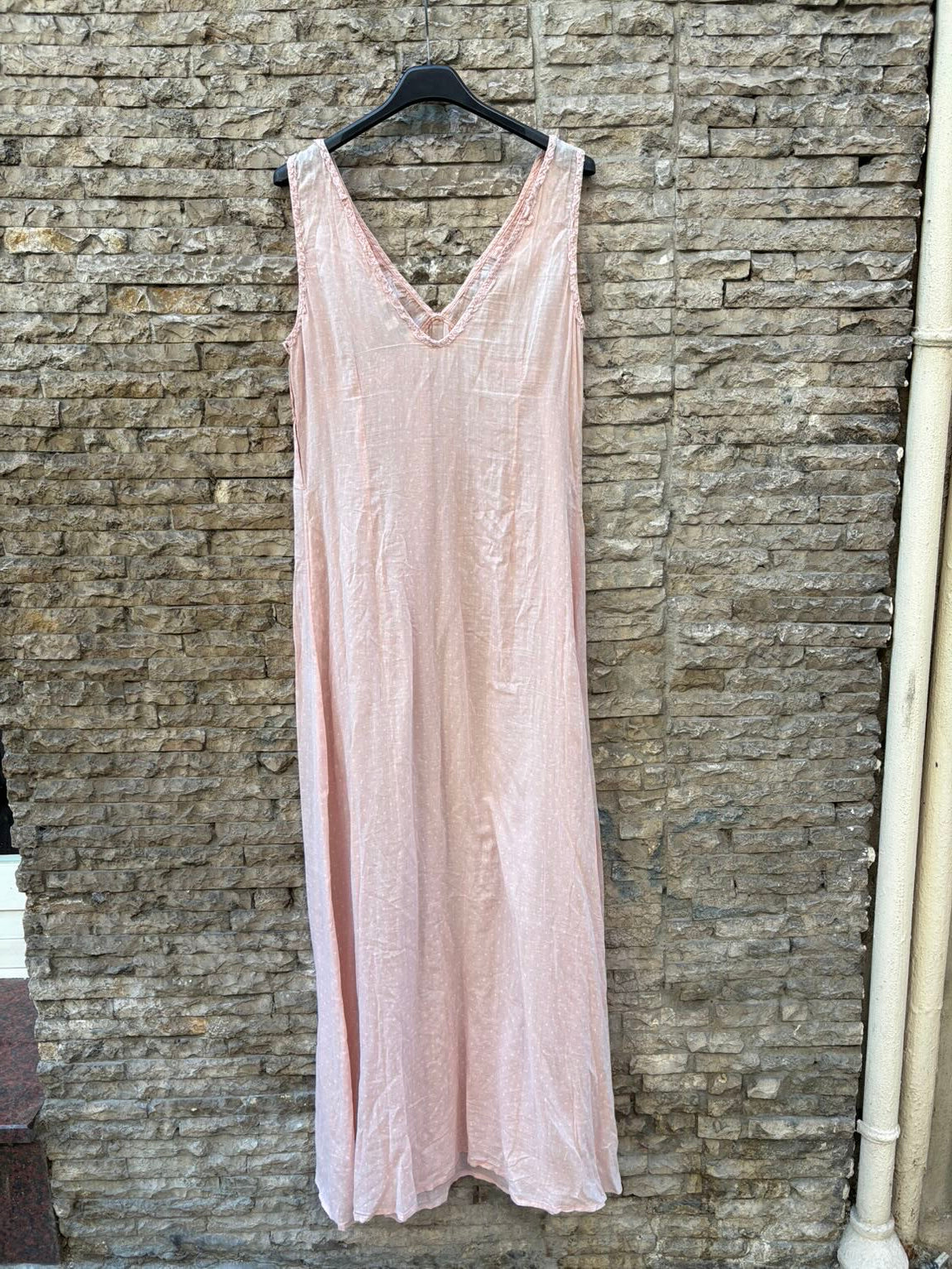 LA COSTA DEL ALGODÓN. Vestido camisón rosa palo