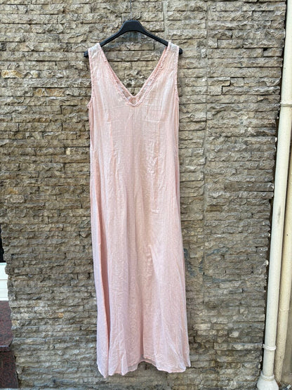 LA COSTA DEL ALGODÓN. Vestido camisón rosa palo